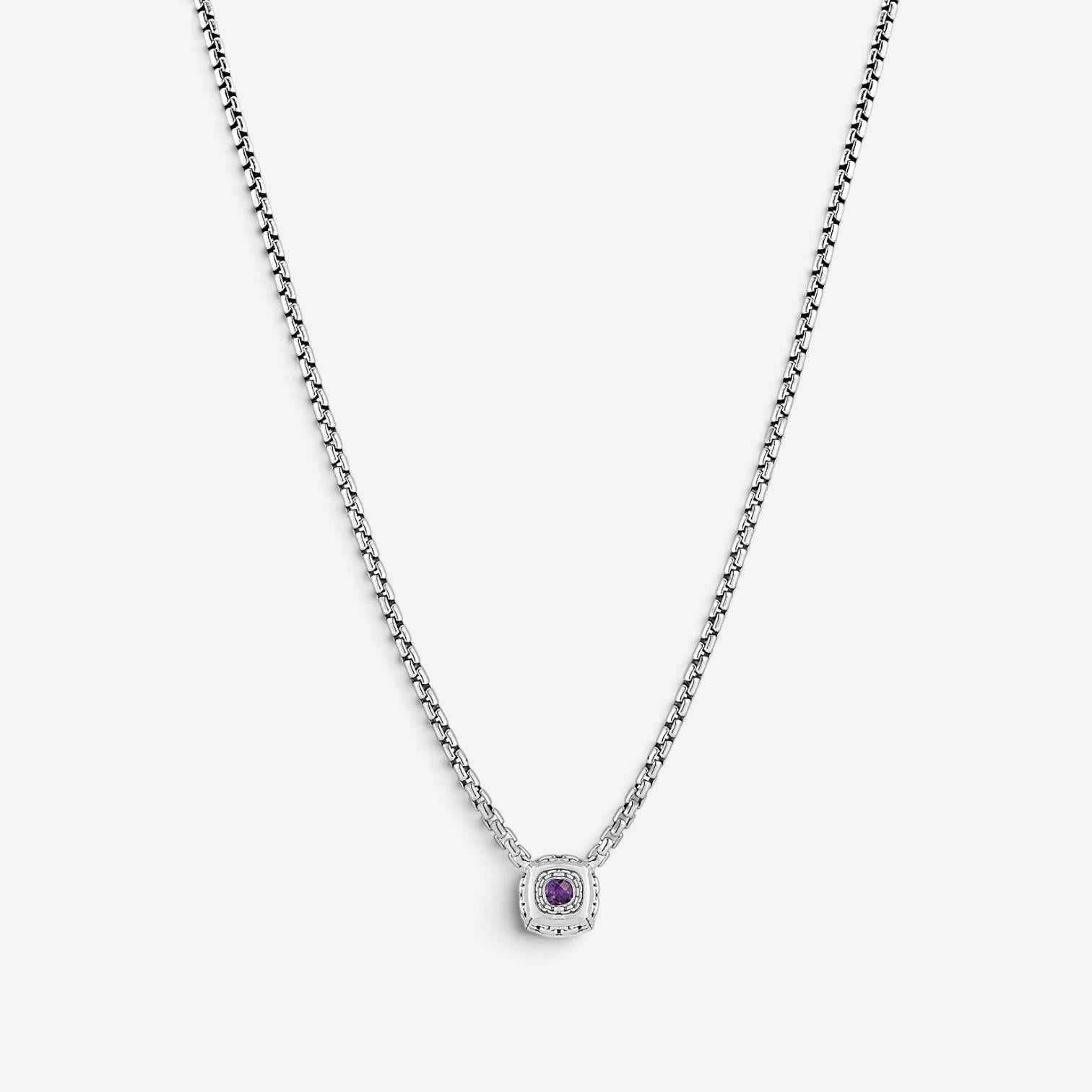 JAI Sterling Silver Diamond & Amethyst Pendant Necklace JJH6012N-16-AMDI