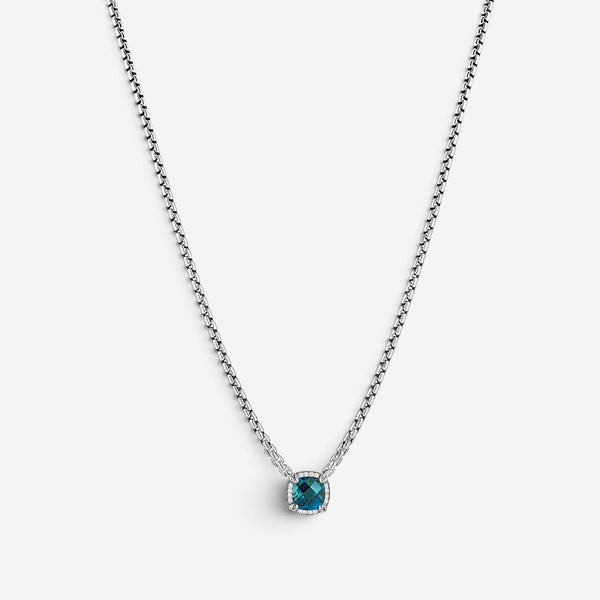 JAI Sterling Silver Diamond & London Blue Topaz Pendant Necklace JJH6012N-16-LTD