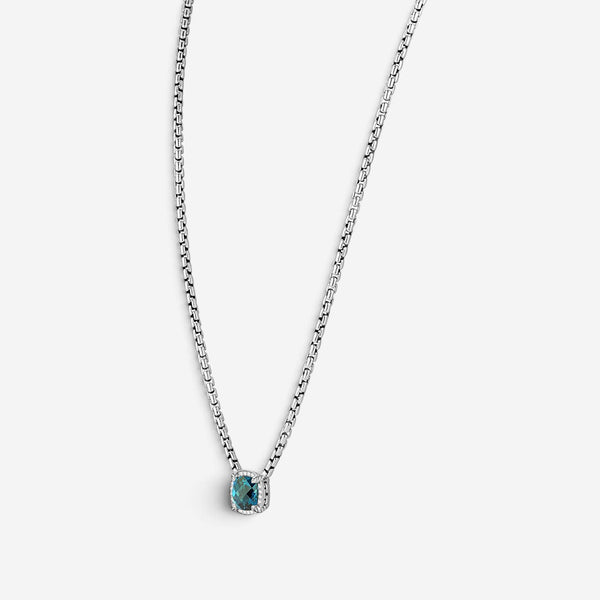JAI Sterling Silver Diamond & London Blue Topaz Pendant Necklace JJH6012N-16-LTD