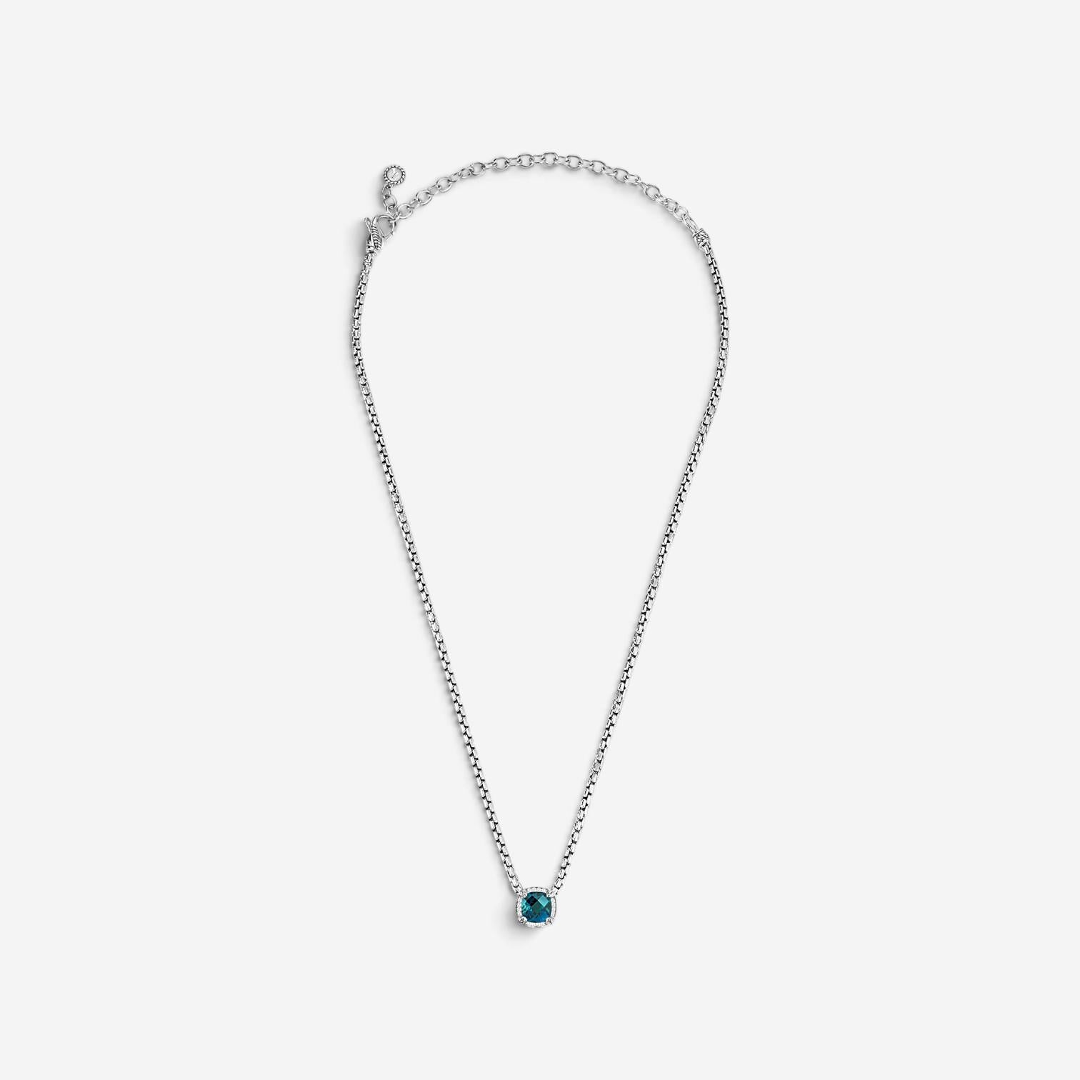 JAI Sterling Silver Diamond & London Blue Topaz Pendant Necklace JJH6012N-16-LTD