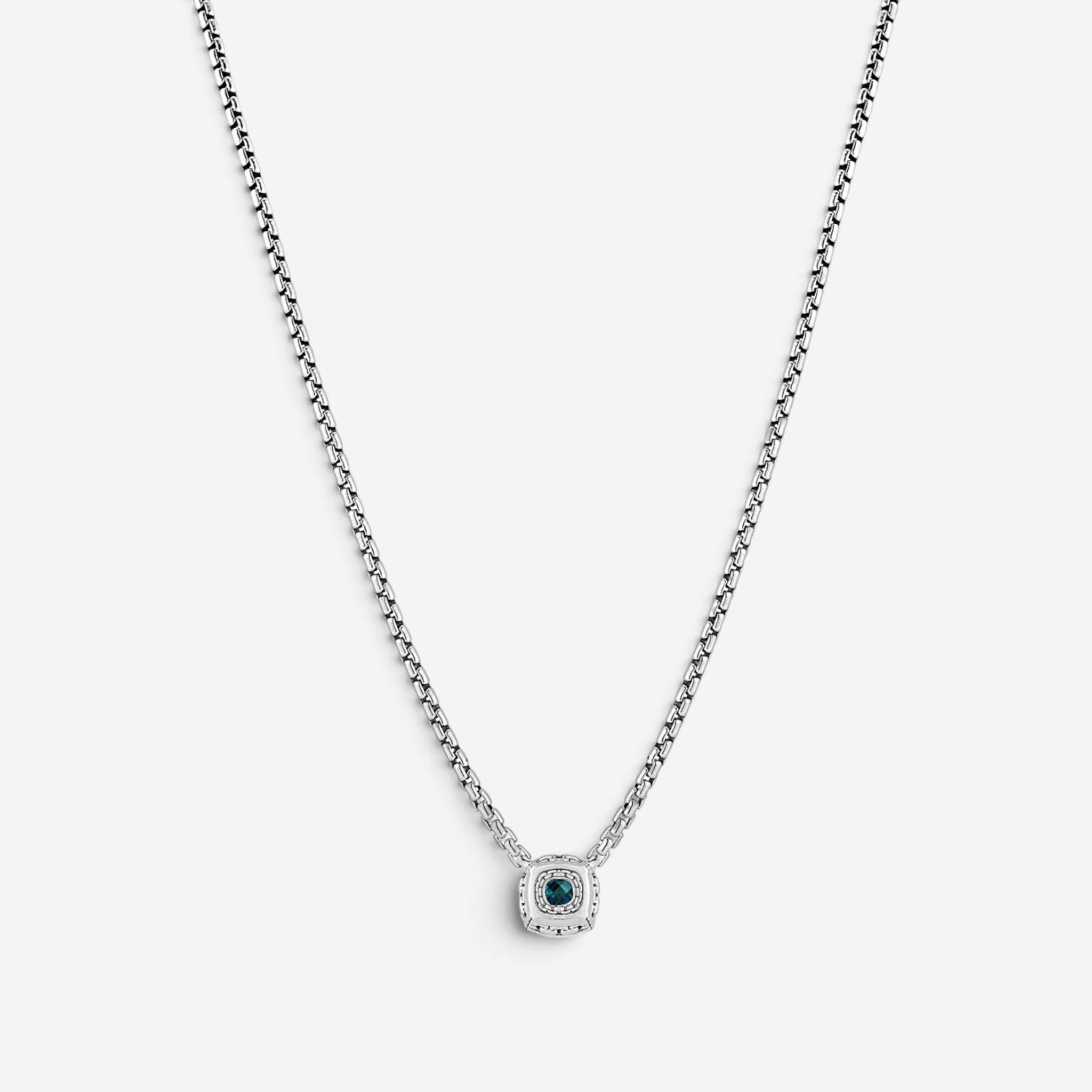 JAI Sterling Silver Diamond & London Blue Topaz Pendant Necklace JJH6012N-16-LTD