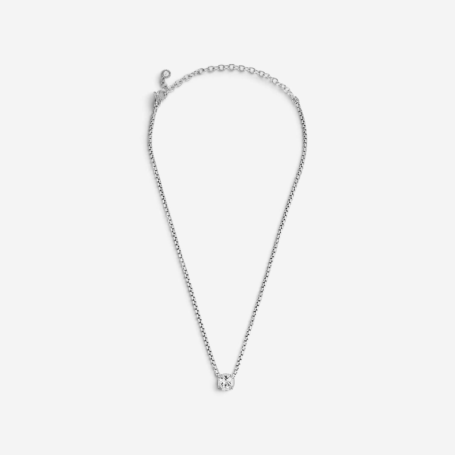 JAI Sterling Silver Diamond & White Topaz Pendant Necklace JJH6012N-16-WTDI