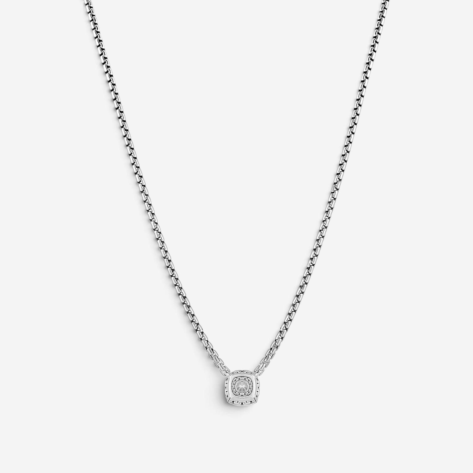 JAI Sterling Silver Diamond & White Topaz Pendant Necklace JJH6012N-16-WTDI