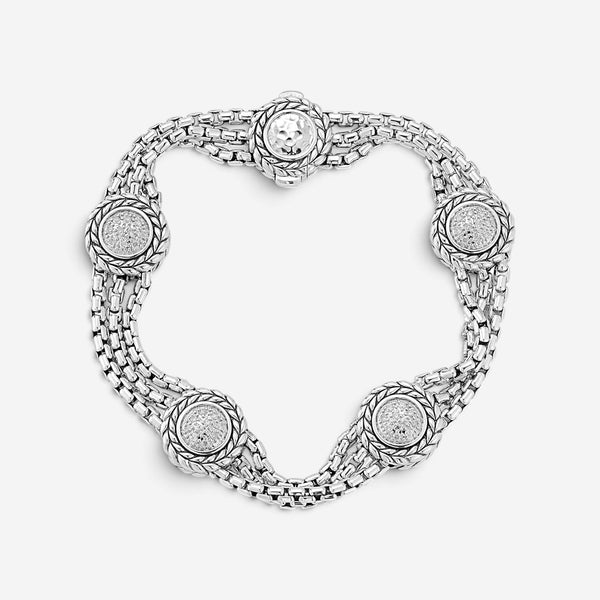 JAI Sterling Silver Diamond Box Chain Bracelet JJH6013B-DI