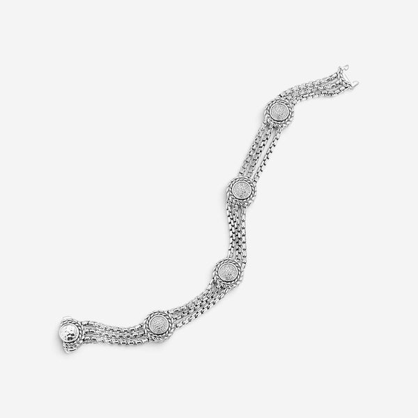 JAI Sterling Silver Diamond Box Chain Bracelet JJH6013B-DI
