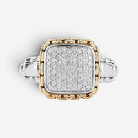 JAI Sterling Silver & 14K Yellow Gold Pave Diamond Statement Ring JJH6017RG-DI