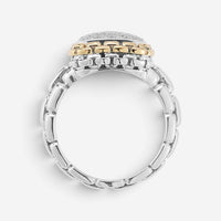 JAI Sterling Silver & 14K Yellow Gold Pave Diamond Statement Ring JJH6017RG-DI