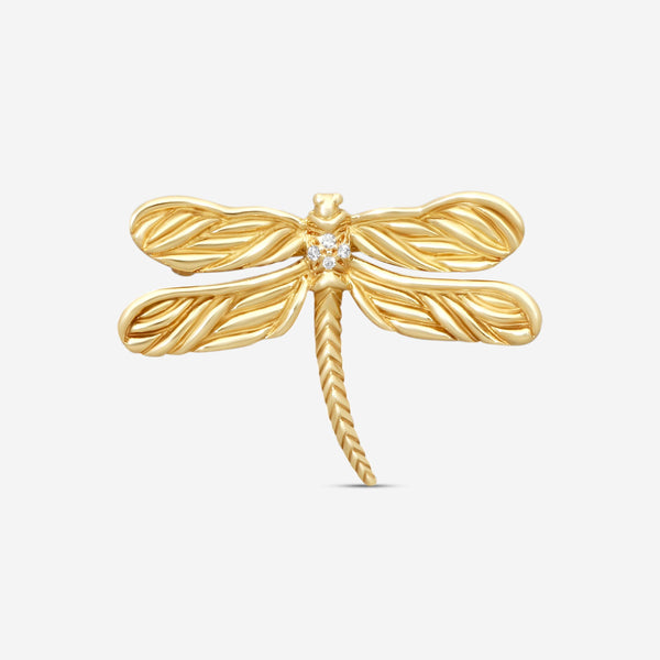 Suna 18K Yellow Gold Diamond Dragonfly Pin P7109Y