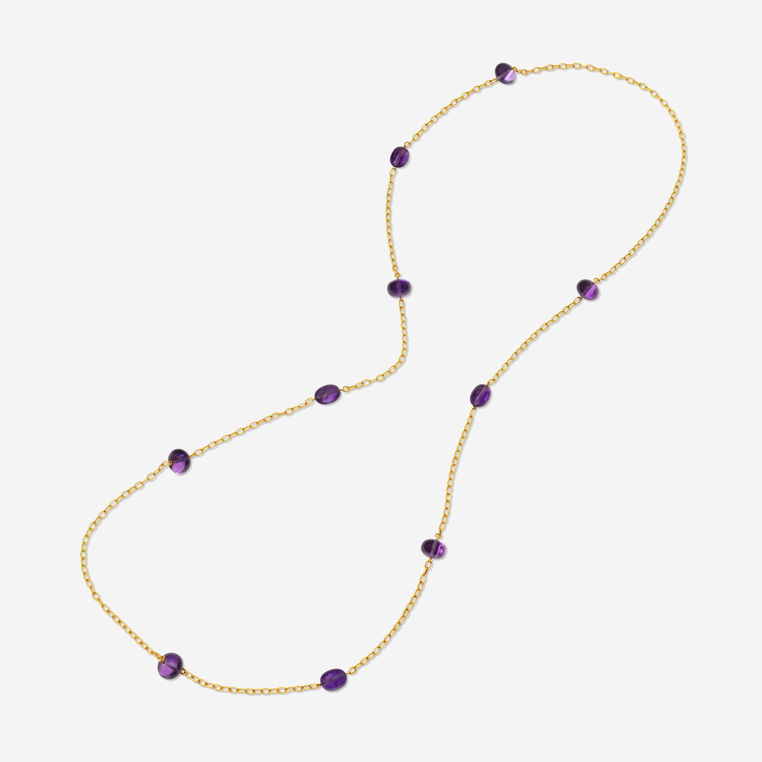 Goshwara Beyond 18K Yellow Gold Amethyst Beads & Tumbles Necklace JN0140