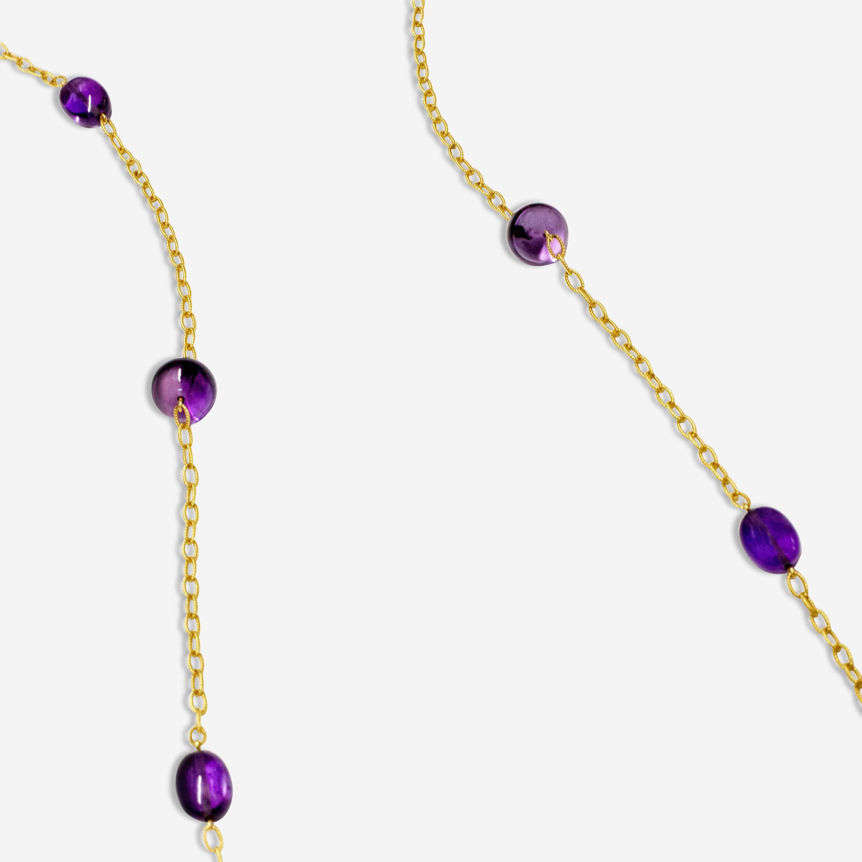Goshwara Beyond 18K Yellow Gold Amethyst Beads & Tumbles Necklace JN0140