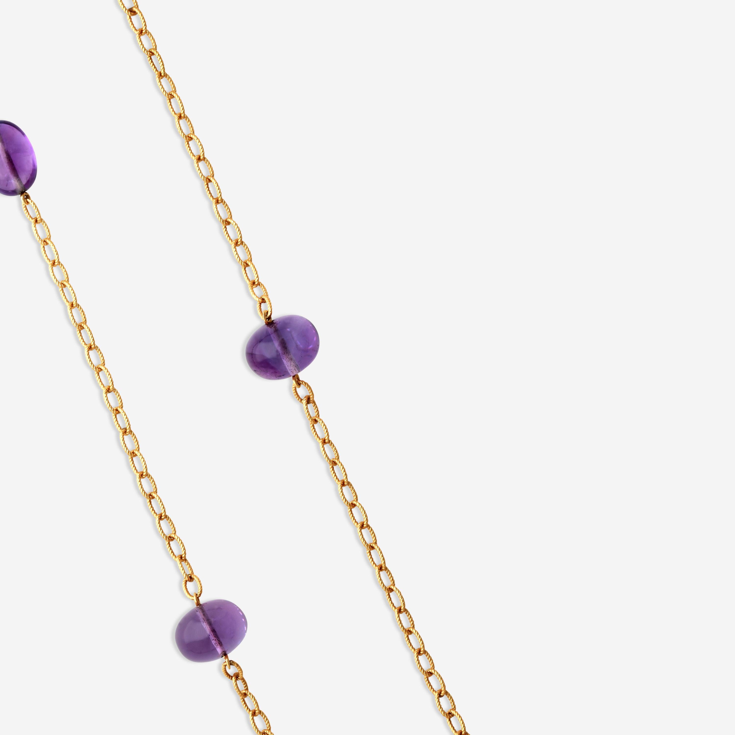 Goshwara Beyond 18K Yellow Gold Amethyst Beads & Tumbles Necklace JN0140