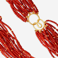 Goshwara Beyond 18K Yellow Gold Red Coral Bead Twisted 20-Strand Necklace JN0154-04 - THE SOLIST