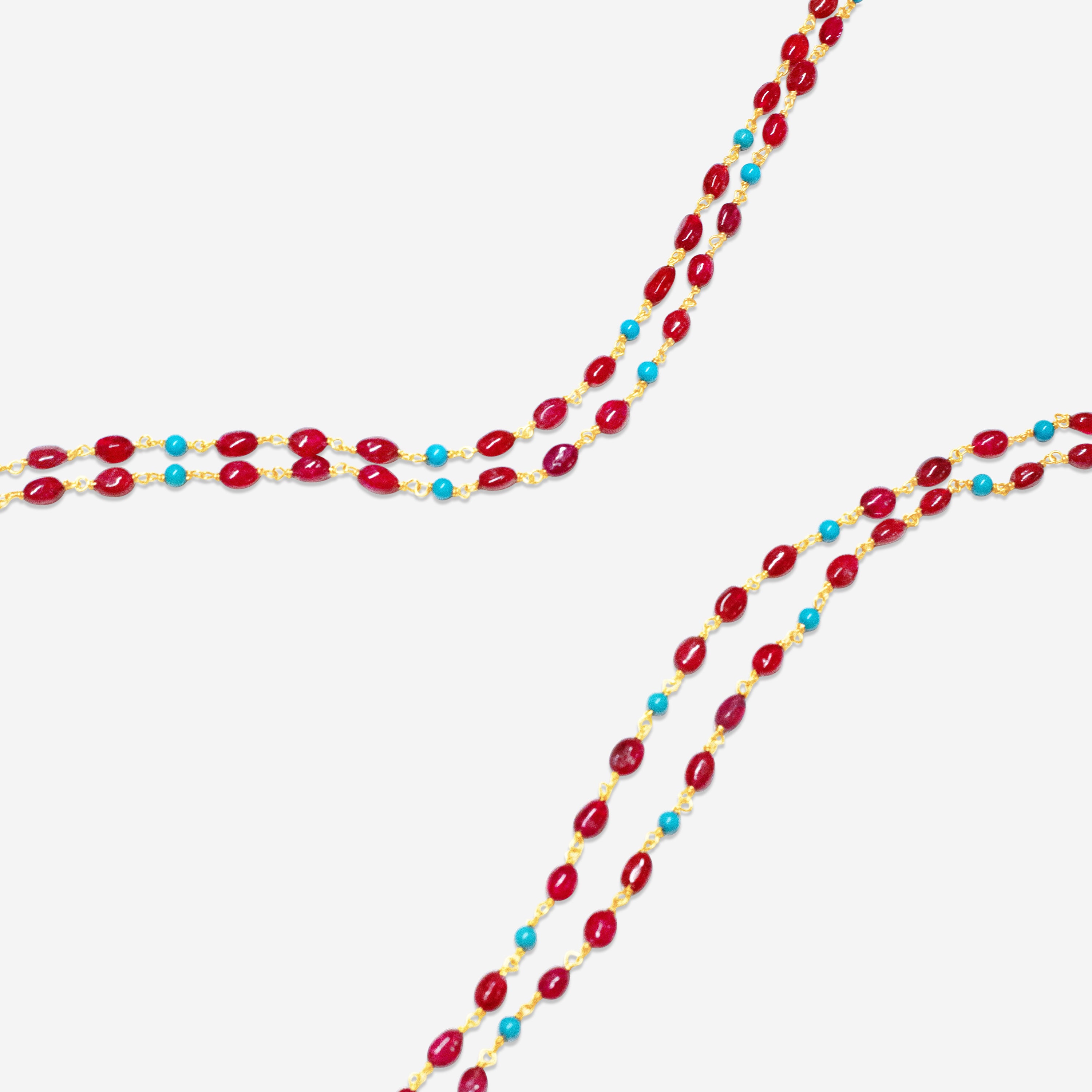 Goshwara Beyond 18K Yellow Gold Red Spinel and Turquoise Beads Necklace JN0203-SP-TQ - THE SOLIST
