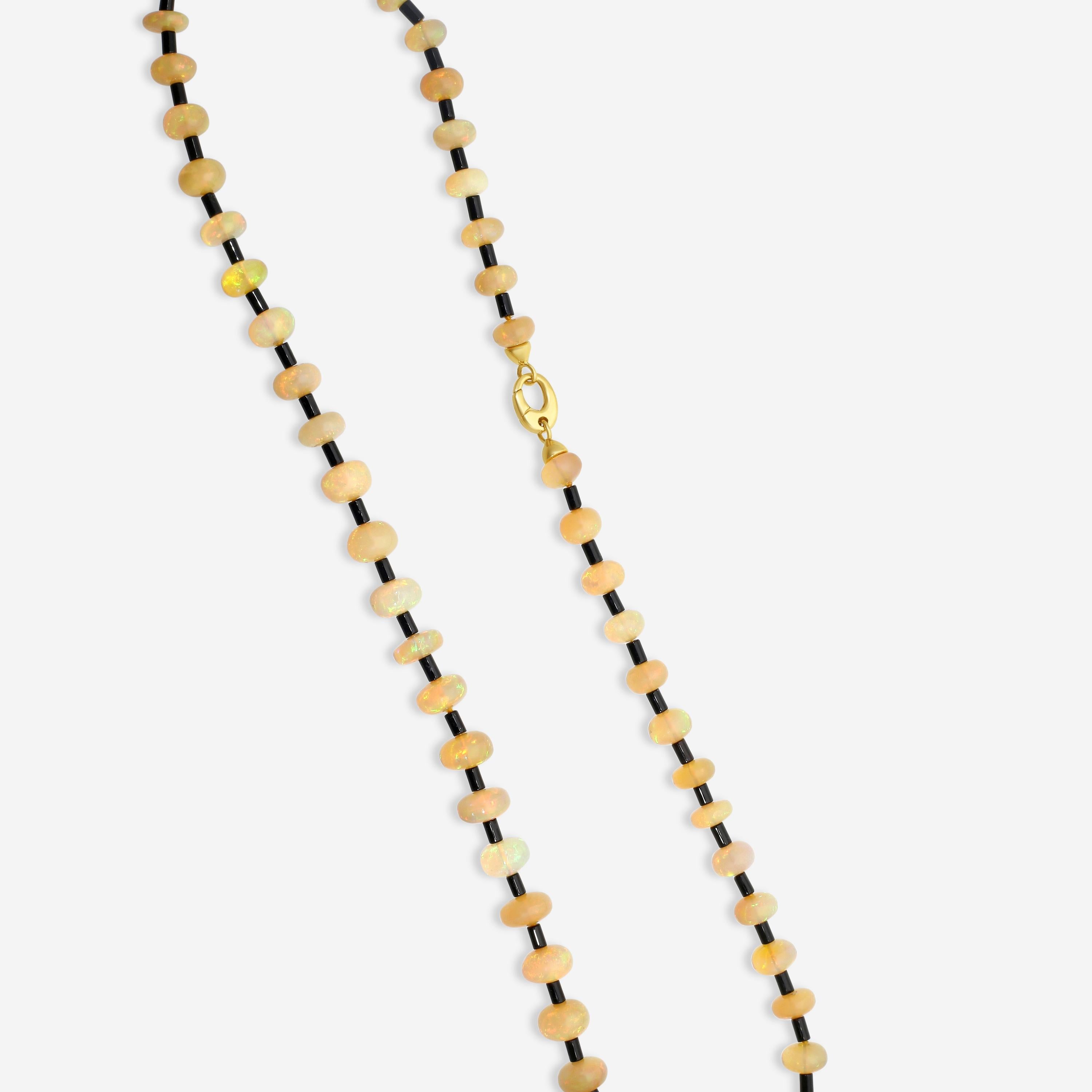 Goshwara 18K Yellow Gold Opal & Onyx Limited Edition Necklace JN0328-OPOXY20