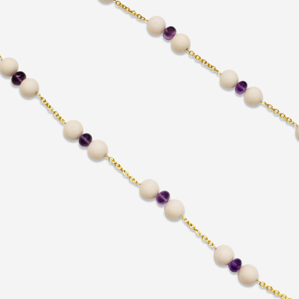 Goshwara Beyond 18K Yellow Gold Amethyst & White Coral Beads Necklace JN0334-AMC