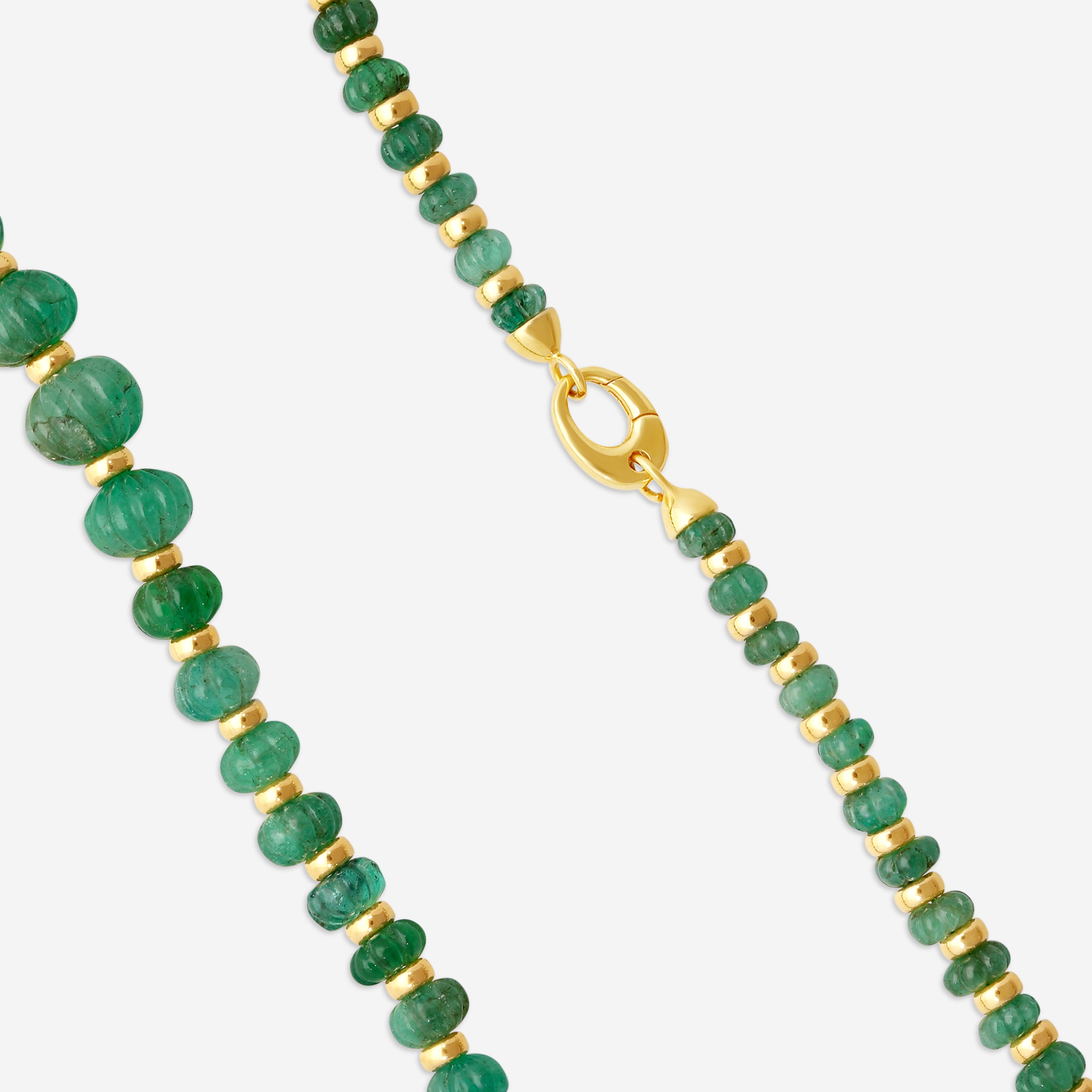 Goshwara G-One 18K Yellow Gold Fluted Emerald Bead One-Strand Necklace JN0373-EMY - THE SOLIST