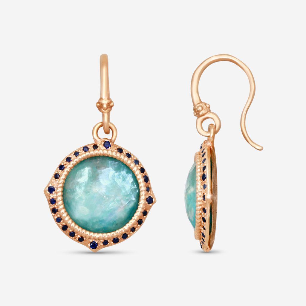 Armenta 14K Rose Gold Diamond & Turquoise Drop Earrings 21147