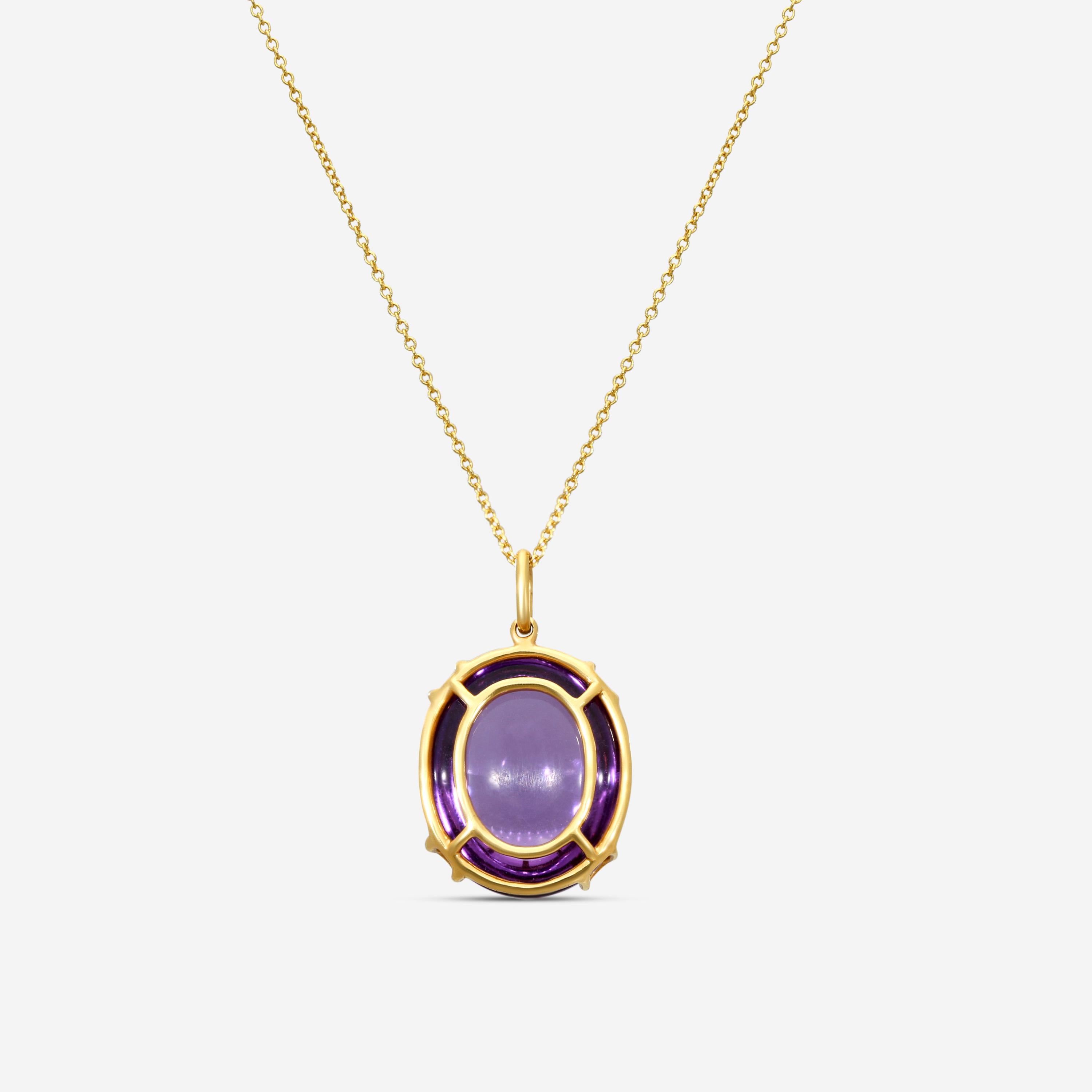 Goshwara Rock-N-Roll 18K Yellow Gold Amethyst Oval Cabochon Pendant JP0002-S-AM