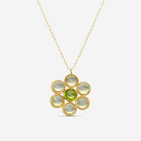 Goshwara 18K Yellow Gold Lemon Quartz and Peridot Flower Pendant JP0033-LQ-PE