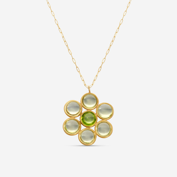 Goshwara 18K Yellow Gold Lemon Quartz and Peridot Flower Pendant JP0033-LQ-PE