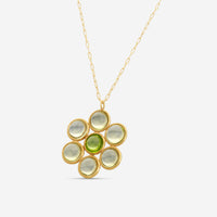 Goshwara 18K Yellow Gold Lemon Quartz and Peridot Flower Pendant JP0033-LQ-PE