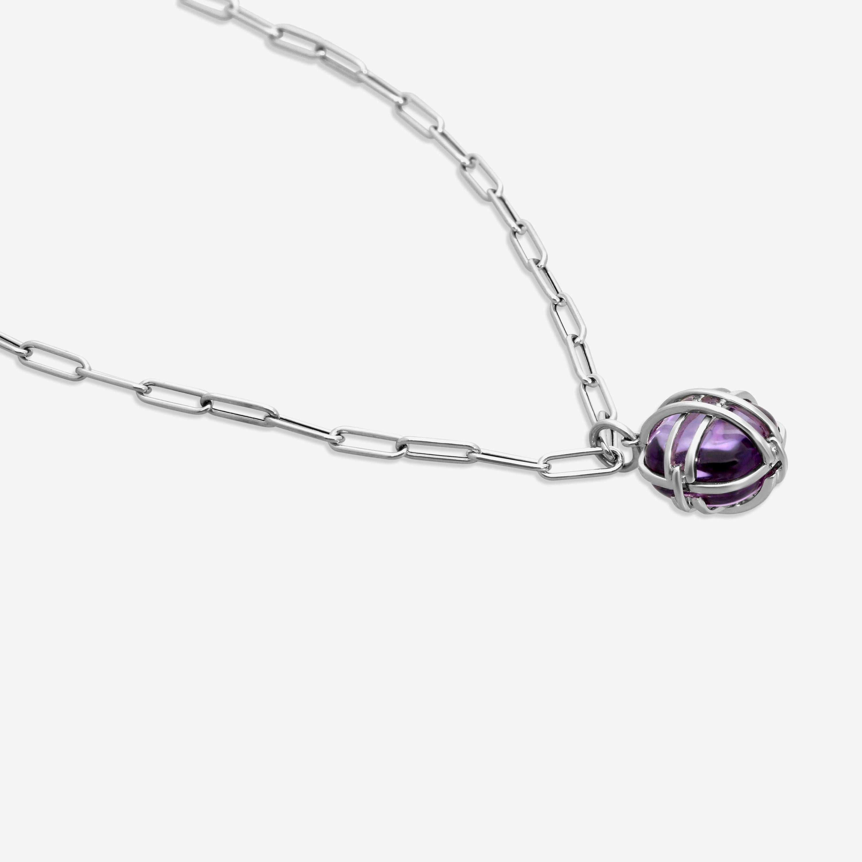 Goshwara Freedom 18K White Gold Amethyst Cage Pendant JP0034-A-AM-WG