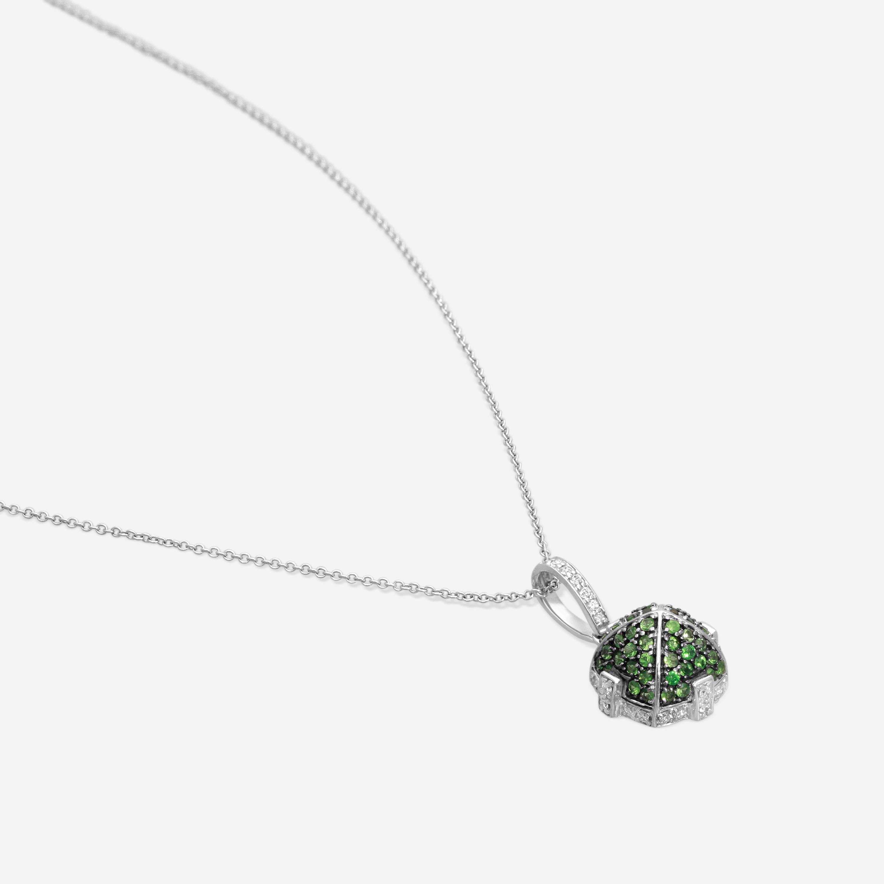 Goshwara Sugarloaf 18K White Gold Tsavorite and Diamond Pendant JP0067-TSAV-W