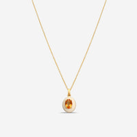 Goshwara Queen 18K Yellow Gold Oval Citrine Enamel Pendant JP0141-CT-ENWH-Y