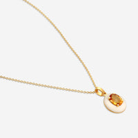Goshwara Queen 18K Yellow Gold Oval Citrine Enamel Pendant JP0141-CT-ENWH-Y