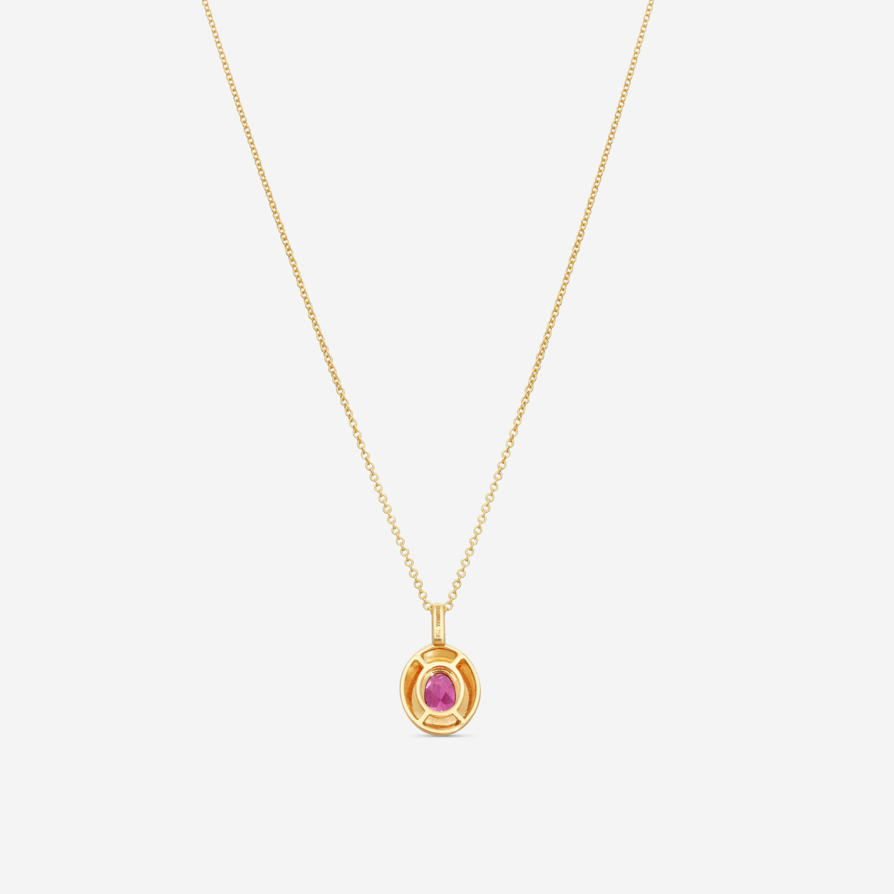 Goshwara Queen 18K Yellow Gold Oval Rubellite Enamel Pendant JP0141-RB-ENTQ-Y