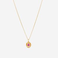 Goshwara Queen 18K Yellow Gold Oval Rubellite Enamel Pendant JP0141-RB-ENTQ-Y