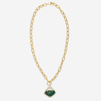 Goshwara G-One 18K Yellow Gold Carved Emerald & Diamond Pendant Necklace JP0189-EMY - THE SOLIST