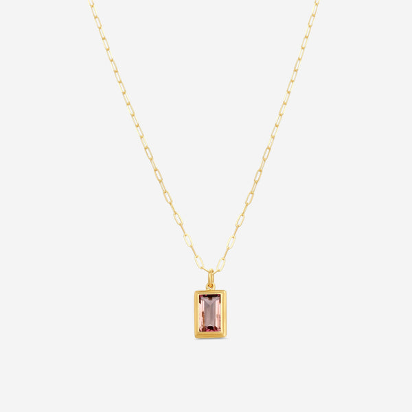 Goshwara LE 18K Yellow Gold Pink Tourmaline Emerald Cut Pendant JP0193-MTEMY