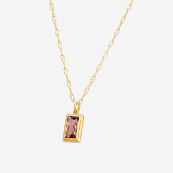Goshwara LE 18K Yellow Gold Pink Tourmaline Emerald Cut Pendant JP0193-MTEMY