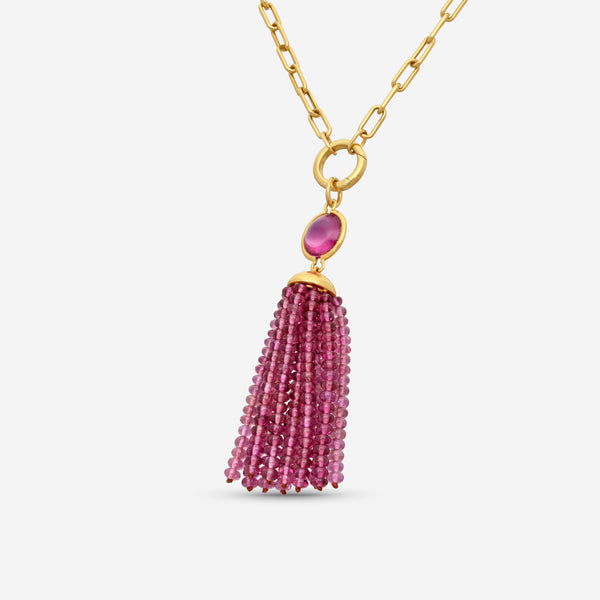 Goshwara G-One 18K Yellow Gold Rubelite Tassel Pendant Necklace JP0262-PT-Y - THE SOLIST