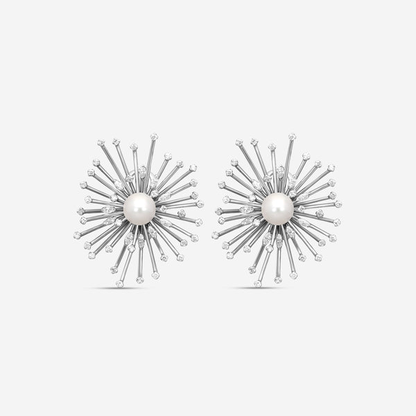 Assael Julie Parker 18K White Gold Pearl & Diamond Clip-On Earrings JPE0001