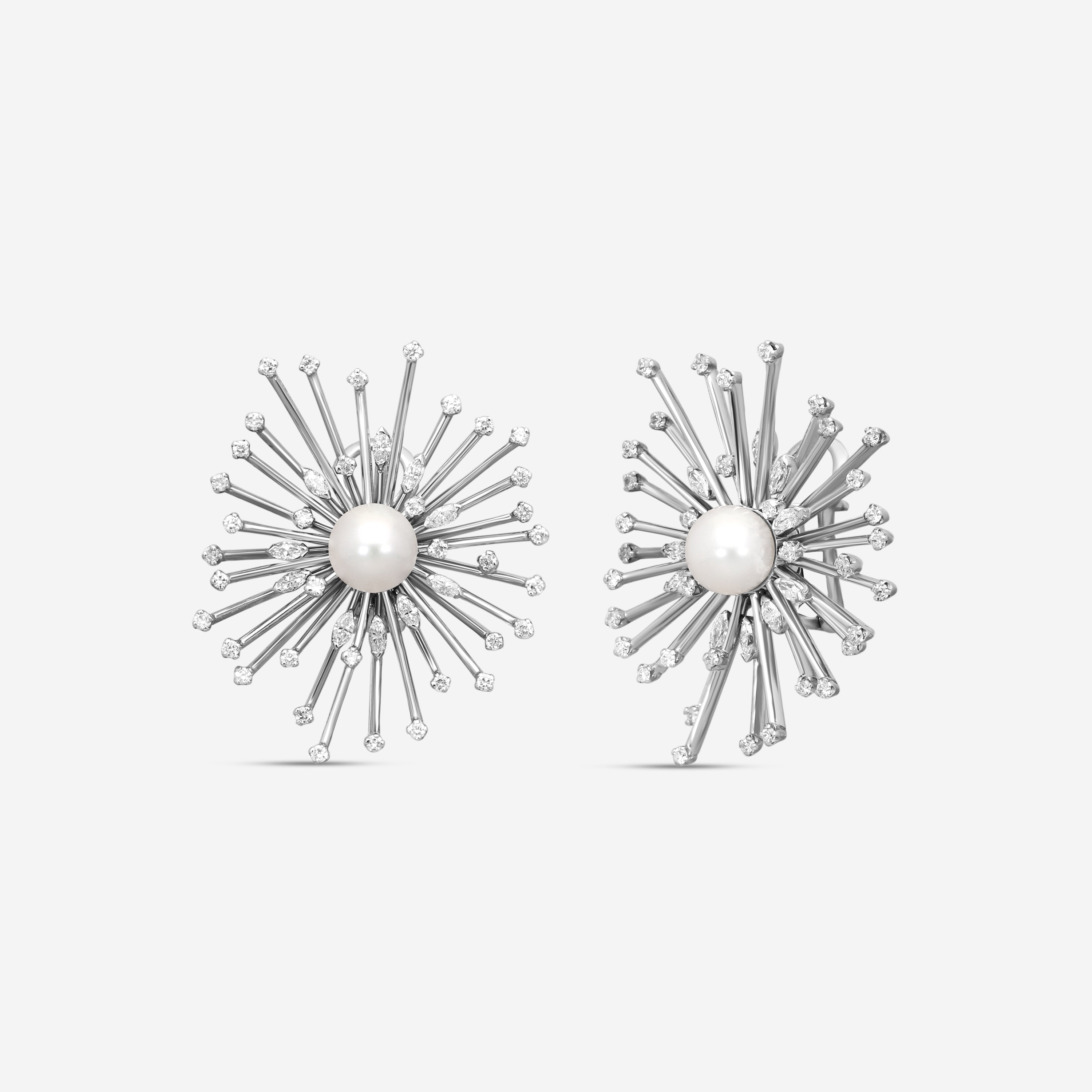 Assael Julie Parker 18K White Gold Pearl & Diamond Clip-On Earrings JPE0001