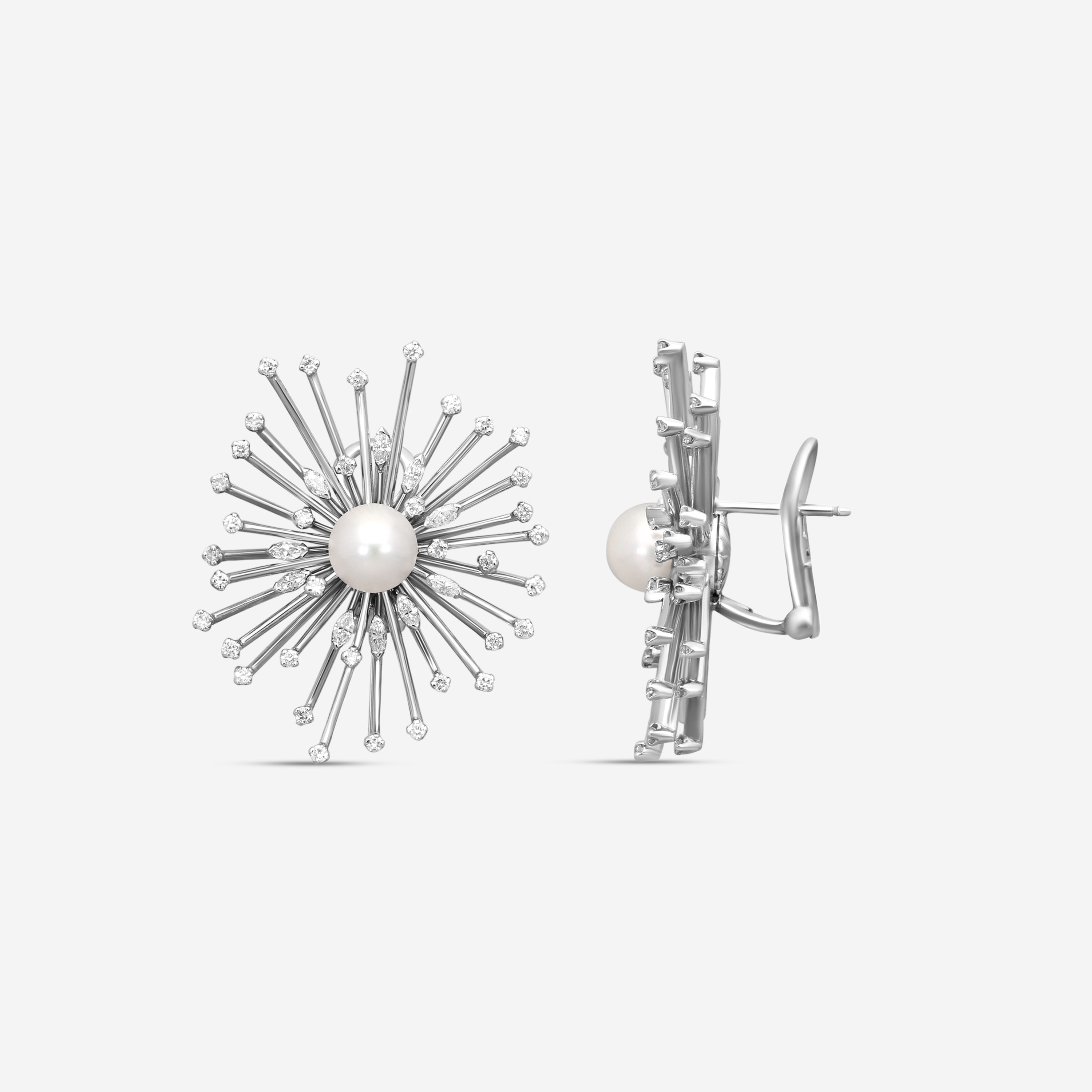 Assael Julie Parker 18K White Gold Pearl & Diamond Clip-On Earrings JPE0001