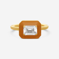 Goshwara Queen 18K Yellow Gold Enamel & Rock Crystal Ring Sz. 6.75 JR0291-RC