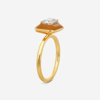 Goshwara Queen 18K Yellow Gold Enamel & Rock Crystal Ring Sz. 6.75 JR0291-RC