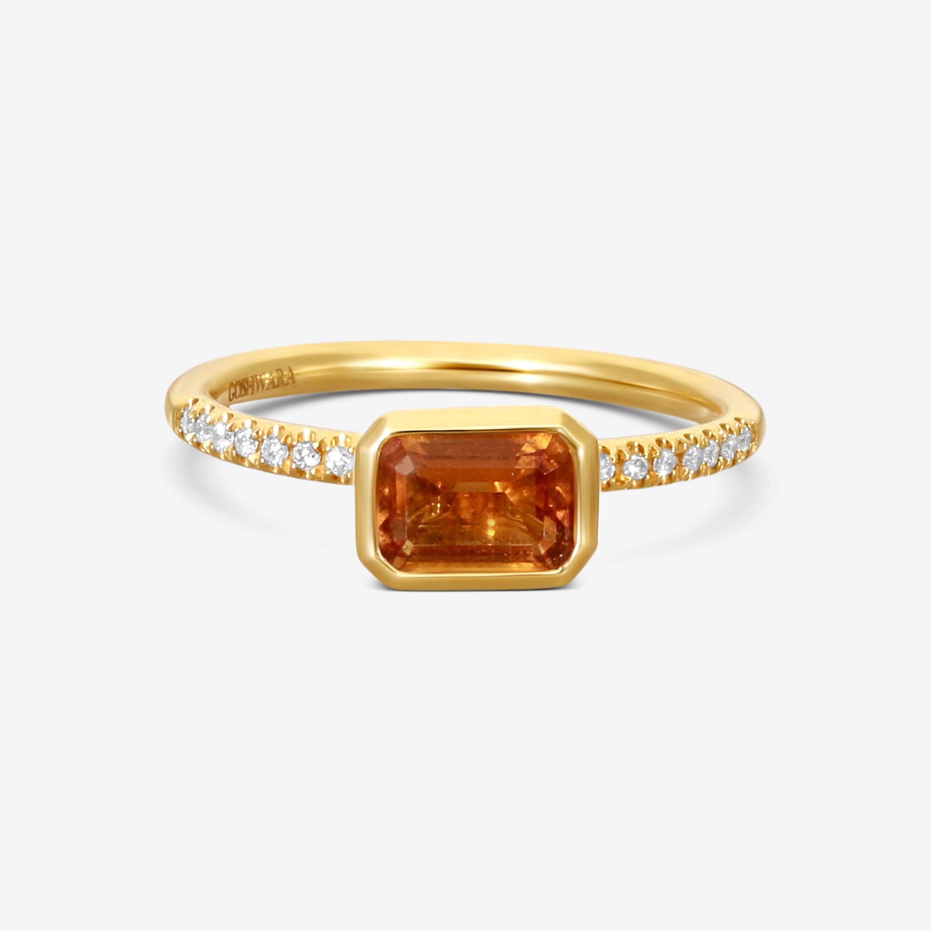 Goshwara Gossip 18K Yellow Gold Citrine Emerald Cut Ring Sz. 6.75 JR0068-CT-D