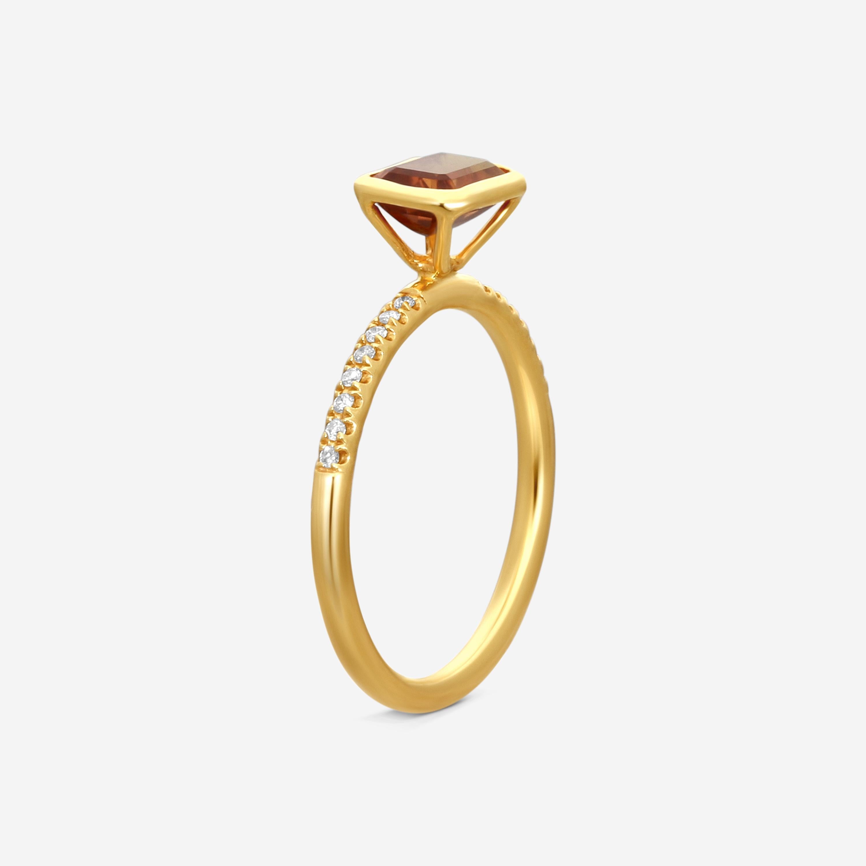 Goshwara Gossip 18K Yellow Gold Citrine Emerald Cut Ring Sz. 6.75 JR0068-CT-D