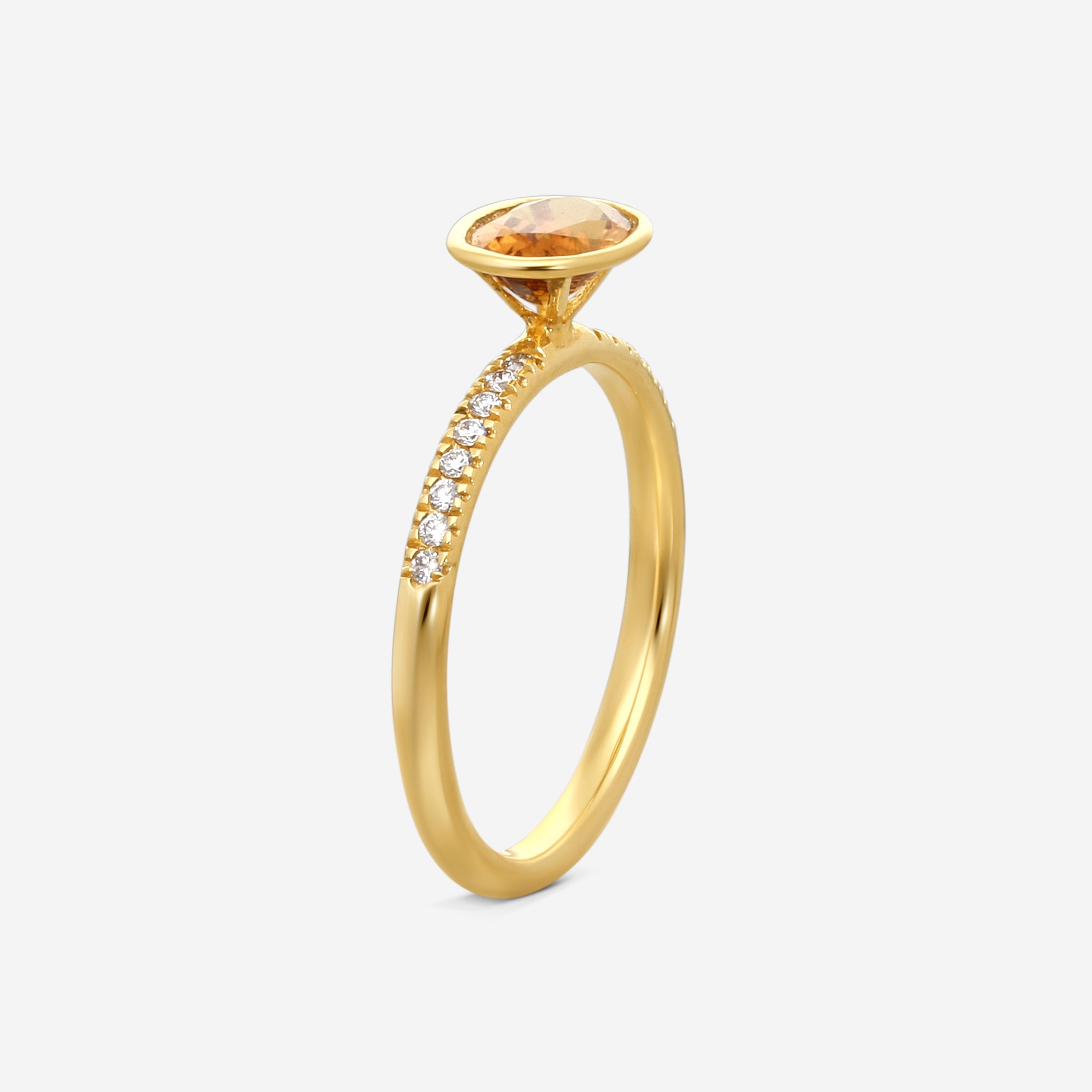 Goshwara Gossip 18K Yellow Gold Diamond and Oval Citrine Ring Sz. 6 JR0069-CT-D