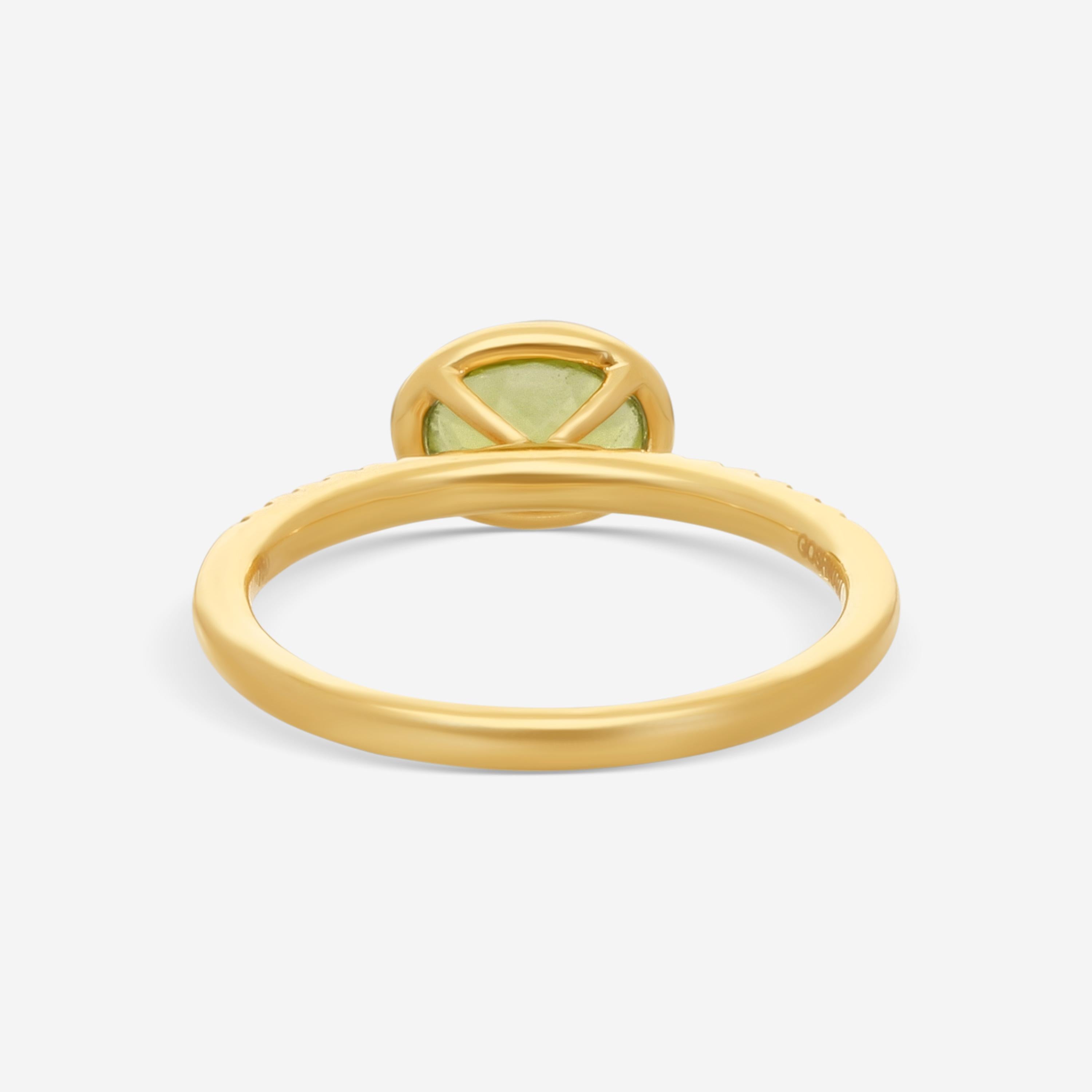 Goshwara Gossip 18K Yellow Gold Diamond and Oval Peridot Ring Sz. 6 JR0069-PE-D