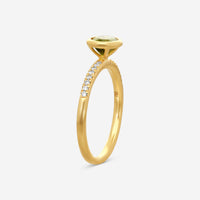 Goshwara Gossip 18K Yellow Gold Diamond and Oval Peridot Ring Sz. 6 JR0069-PE-D
