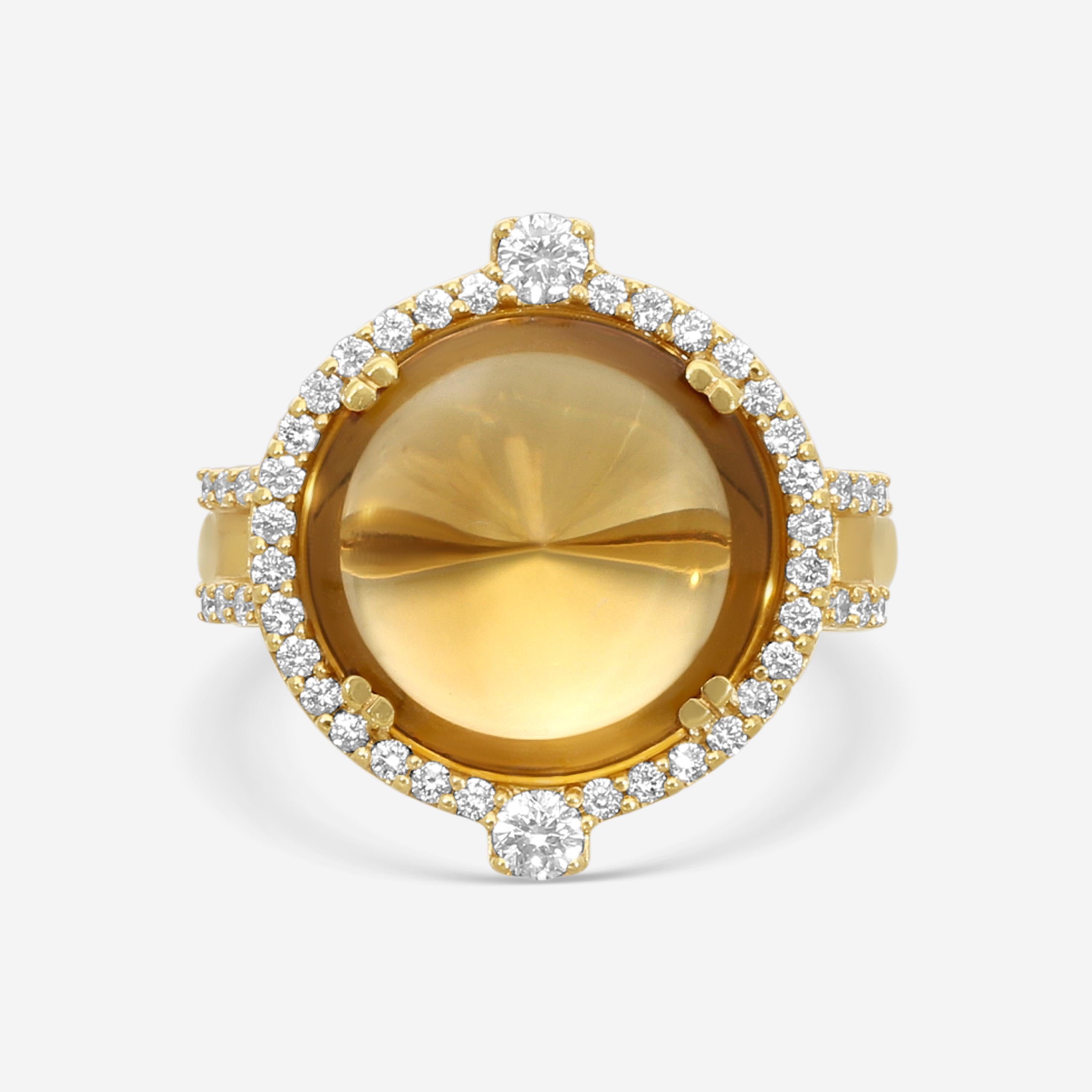 Goshwara Rock N Roll 18K Yellow Gold Citrine & Diamond Ring Sz. 6.5 JR0137-CT-Y
