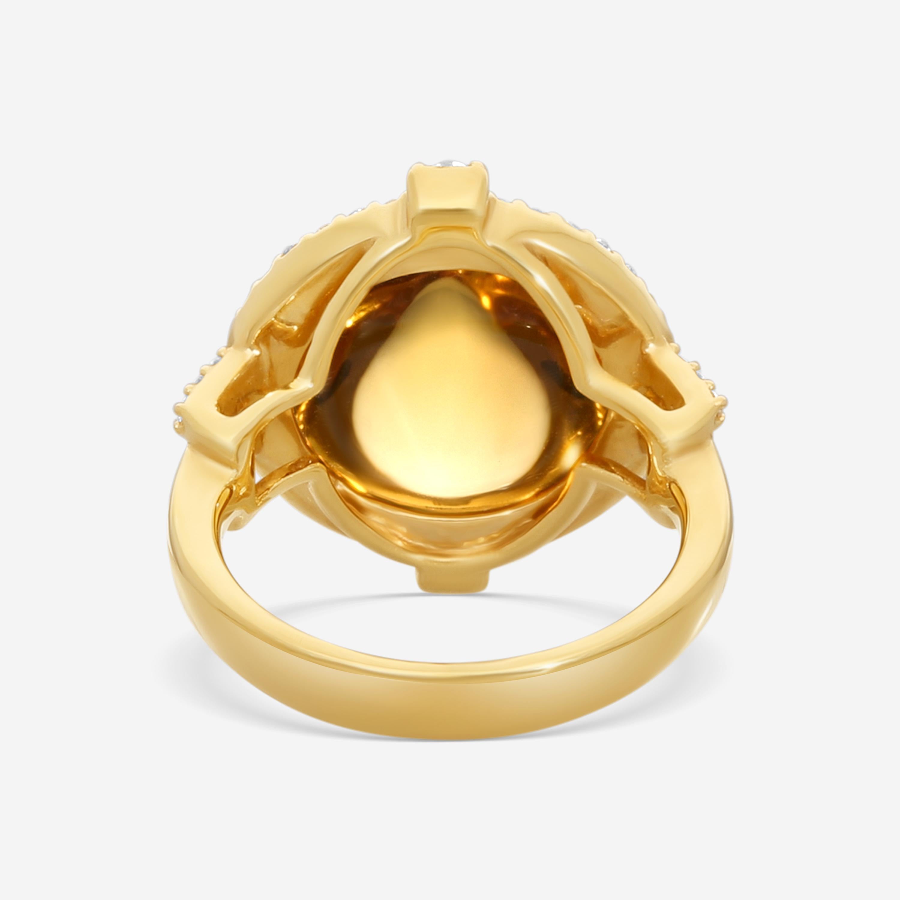 Goshwara Rock N Roll 18K Yellow Gold Citrine & Diamond Ring Sz. 6.5 JR0137-CT-Y