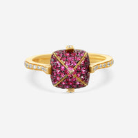 Goshwara Sugarloaf 18K Yellow Gold Diamond and Ruby Ring Sz. 6.5 JR0153-RU-Y