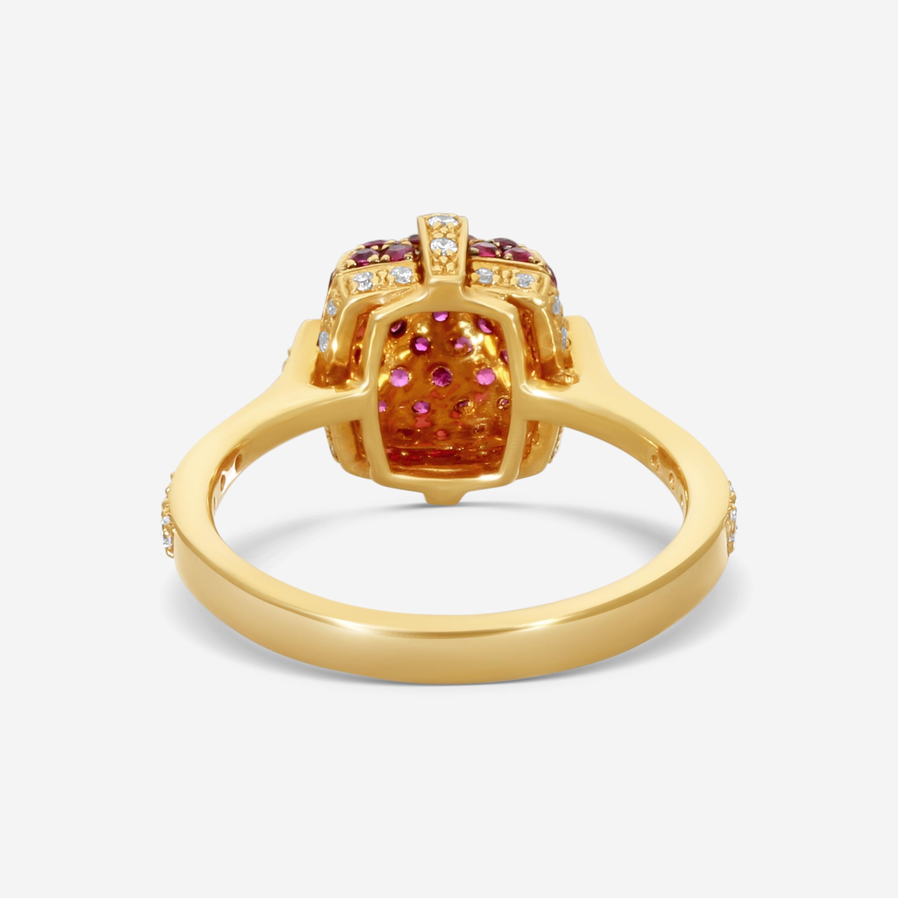 Goshwara Sugarloaf 18K Yellow Gold Diamond and Ruby Ring Sz. 6.5 JR0153-RU-Y