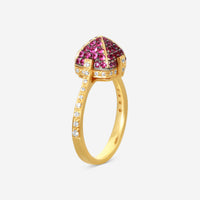 Goshwara Sugarloaf 18K Yellow Gold Diamond and Ruby Ring Sz. 6.5 JR0153-RU-Y